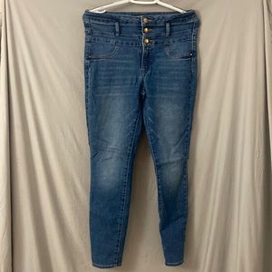 Button fly skinny jeans